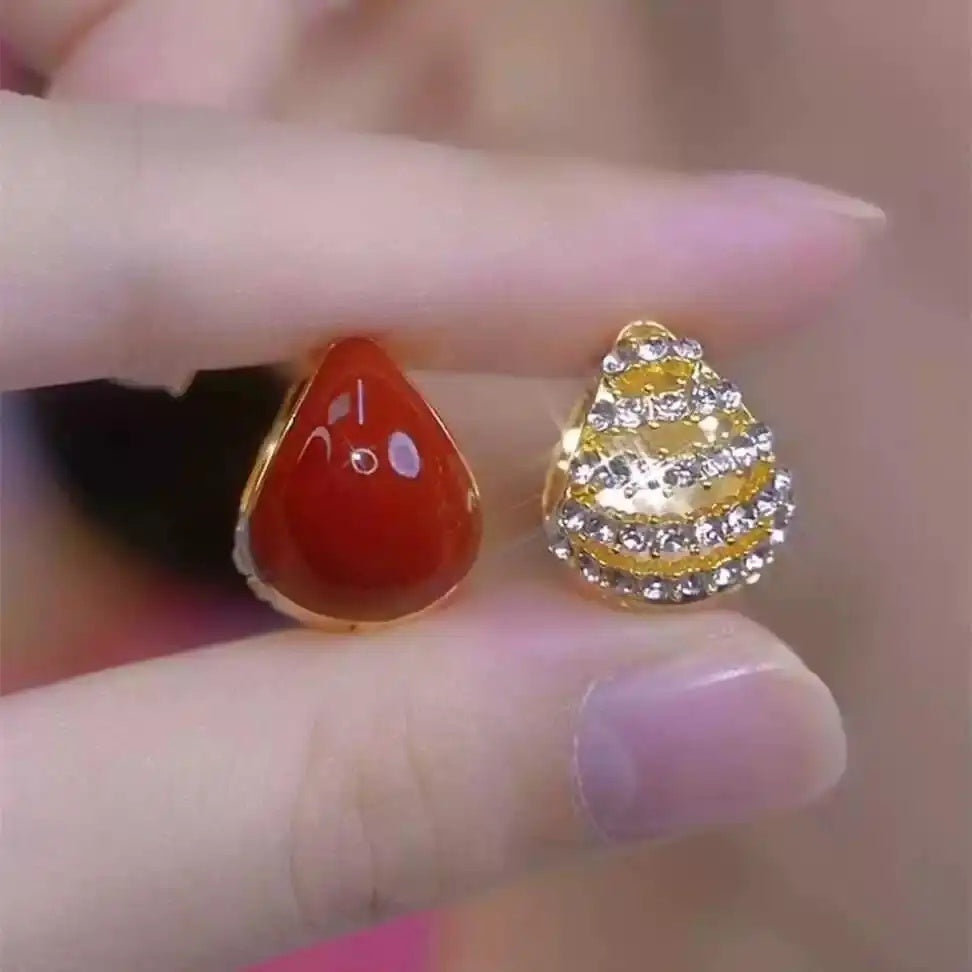Red Teardrop Crystal Double-Sided Drop Earrings