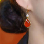 Red Teardrop Drop Earrings