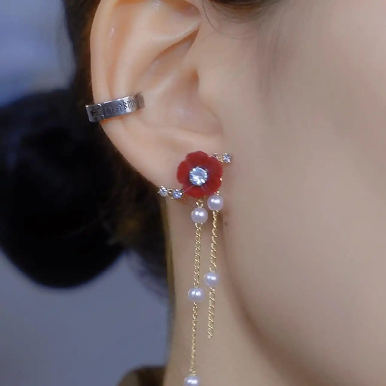 Red Velvet Bow Stud Earrings