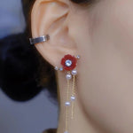 Red Velvet Bow Stud Earrings