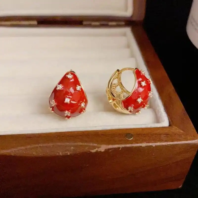 Red Vintage Hollow Drop Earrings