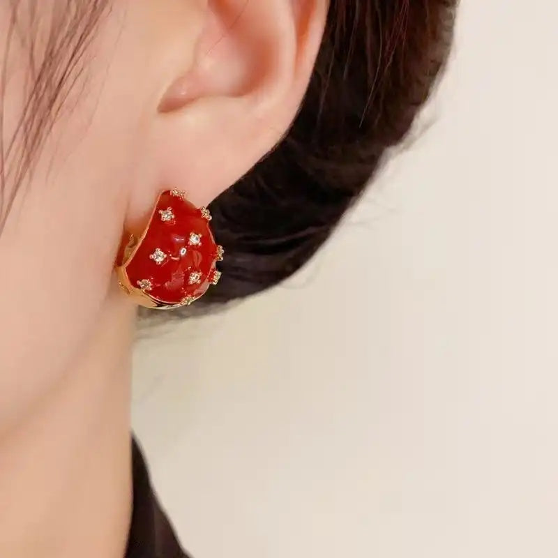 Red Vintage Hollow Drop Earrings