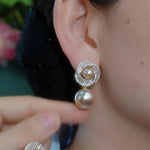 Retro Coffee Color Bead Stud Earrings