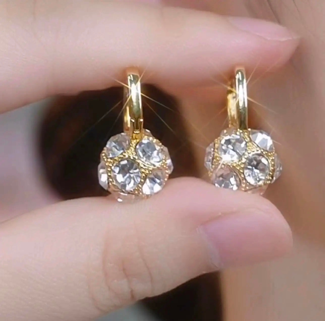 Retro Crystal Ball Hoop Earrings