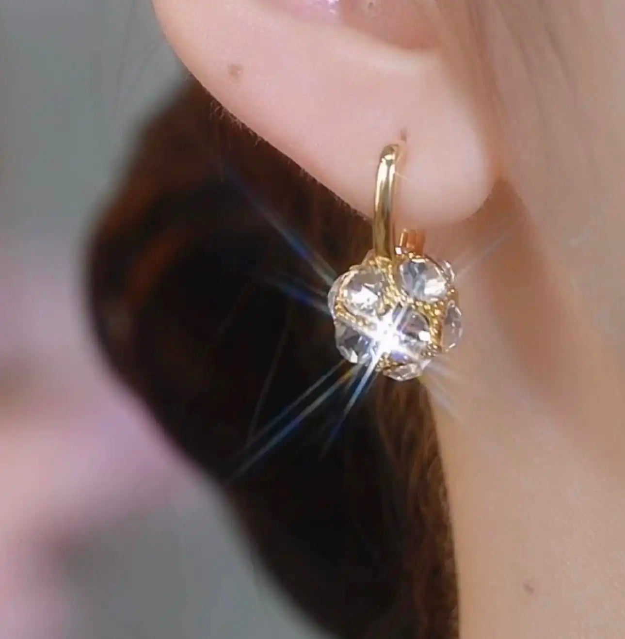 Retro Crystal Ball Hoop Earrings