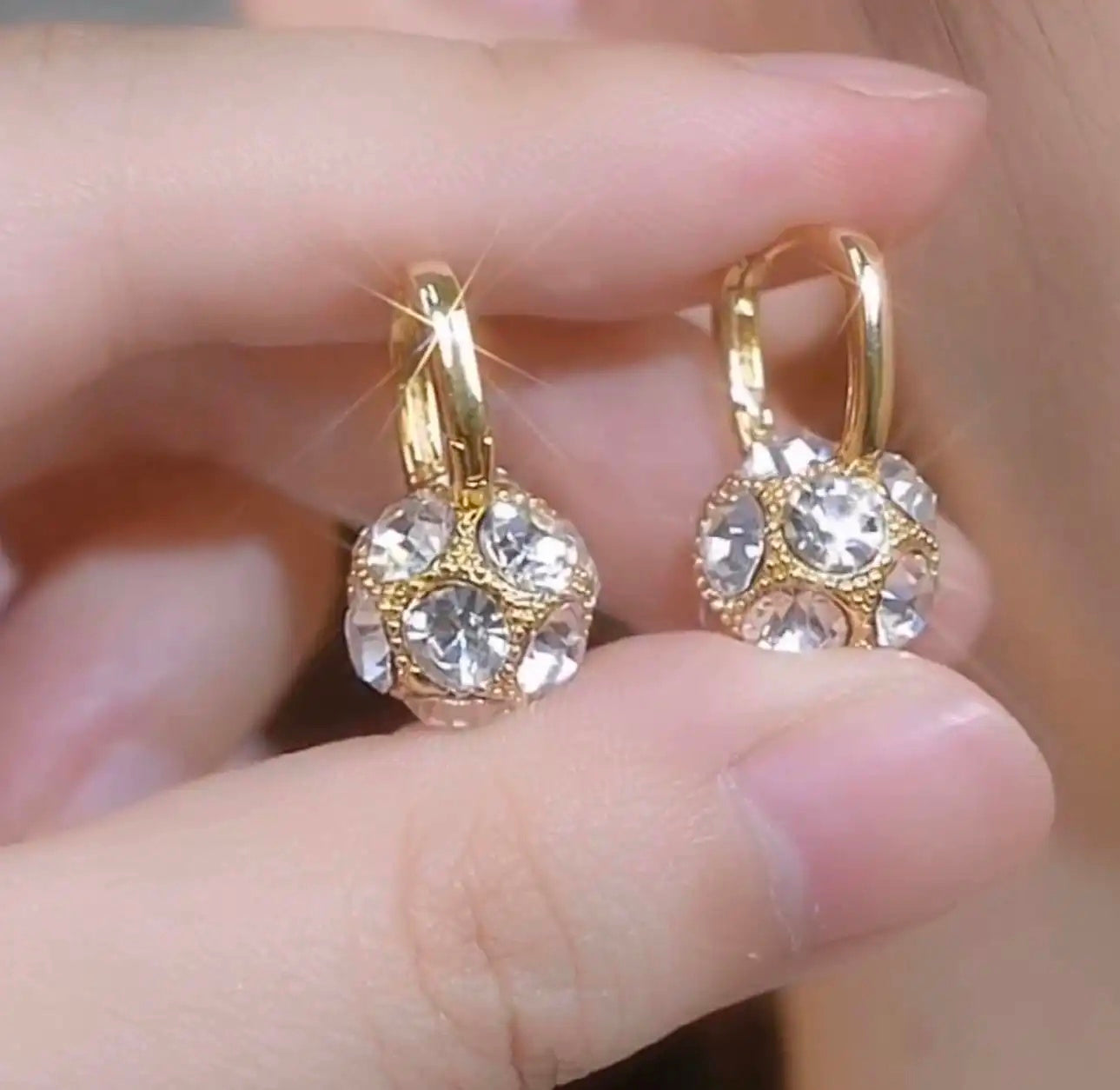 Retro Crystal Ball Hoop Earrings