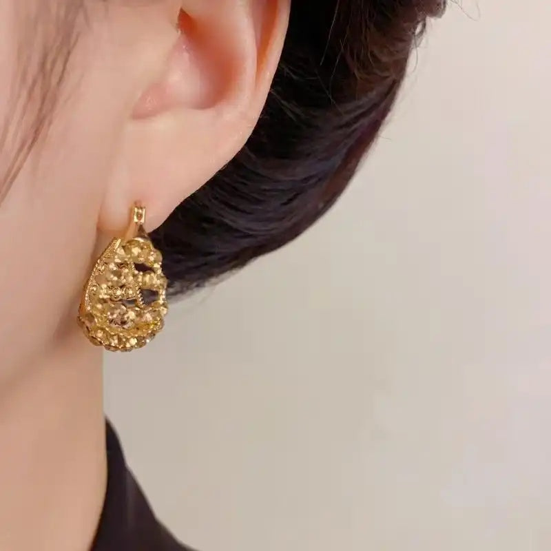 Retro Crystal Hollow Geometric Ear Cuffs