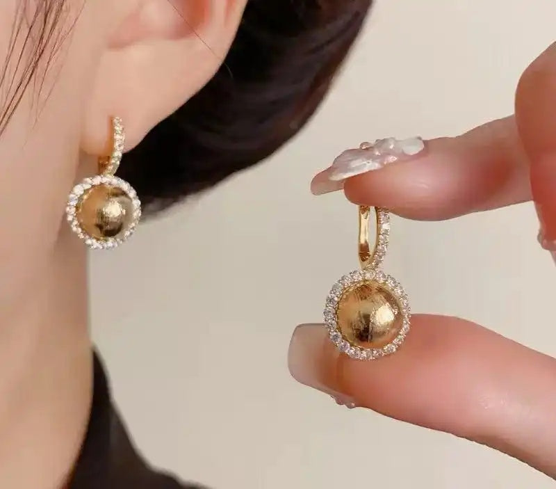 Retro Crystal Metal Round Ear Hoop Earrings