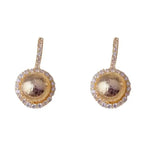 Retro Crystal Metal Round Ear Hoop Earrings