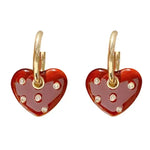 Retro Dripping Oil Diamond Heart Stud Earrings