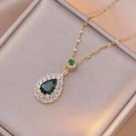 Retro Emerald Green Crystal Necklace