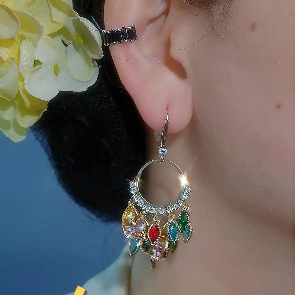 Retro Ethnic Colorful Tassel Drop Earrings