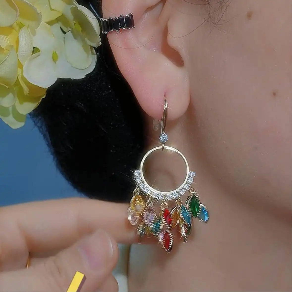 Retro Ethnic Colorful Tassel Drop Earrings