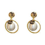 Retro Exaggerated Metal Ball Circle Earrings