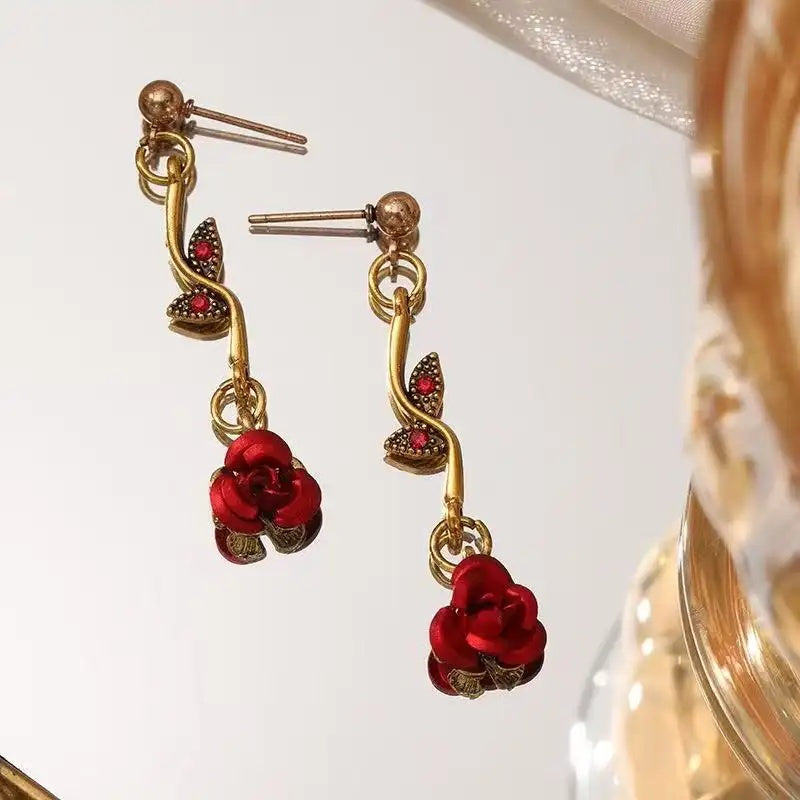 Retro French Rose Flower Jewelry Set