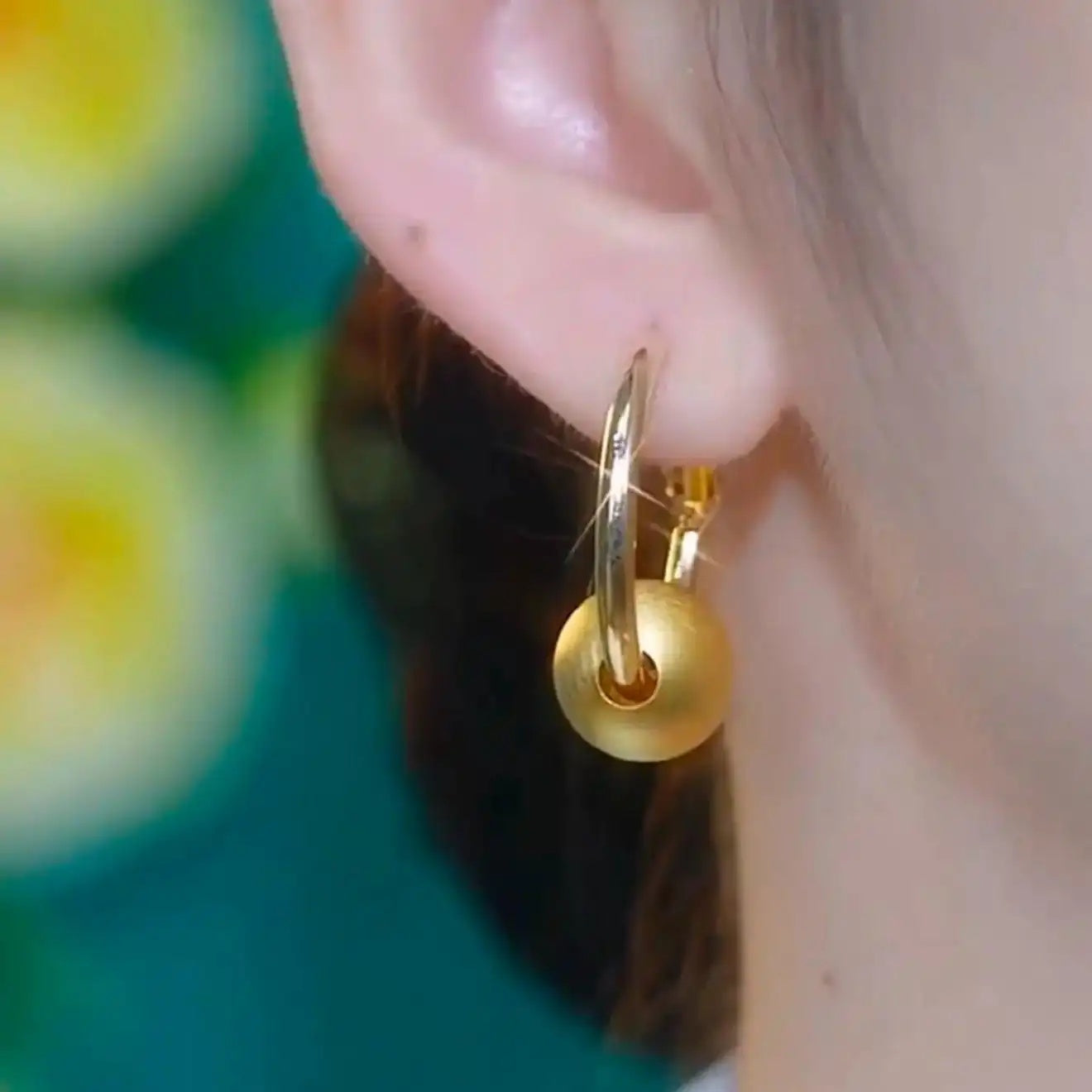 Retro Gold Ball Hoop Earrings