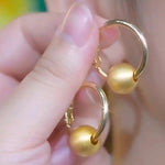 Retro Gold Ball Hoop Earrings