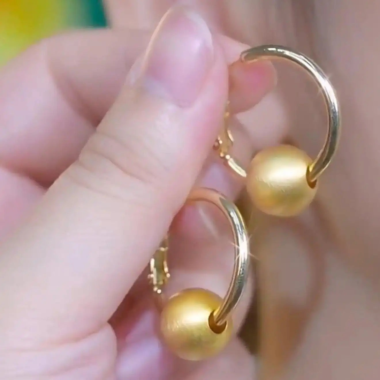 Retro Gold Ball Hoop Earrings