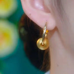 Retro Gold Ball Hoop Earrings