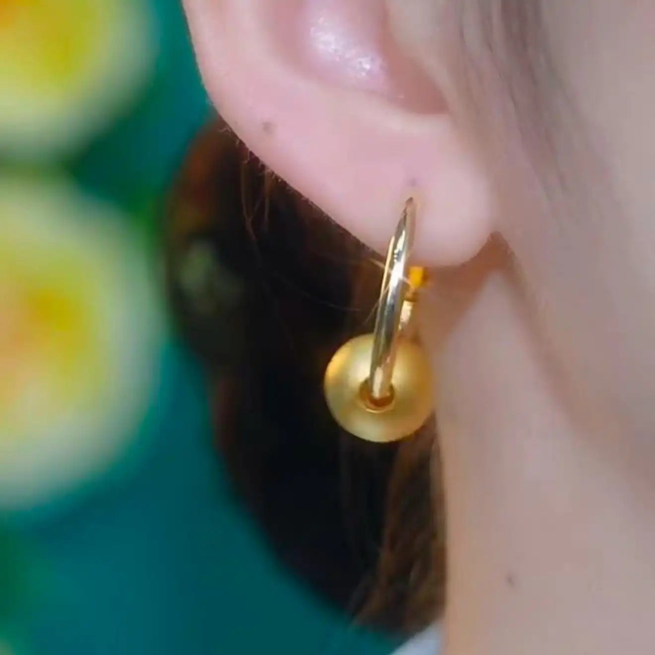 Retro Gold Ball Hoop Earrings