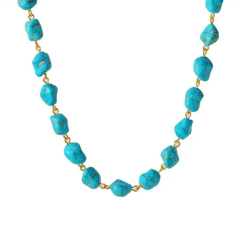 Retro Irregular Pattern Stone and Necklace