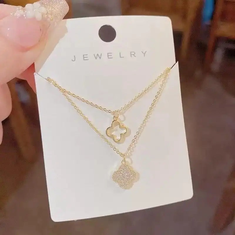 Retro Layered Crystal Necklace