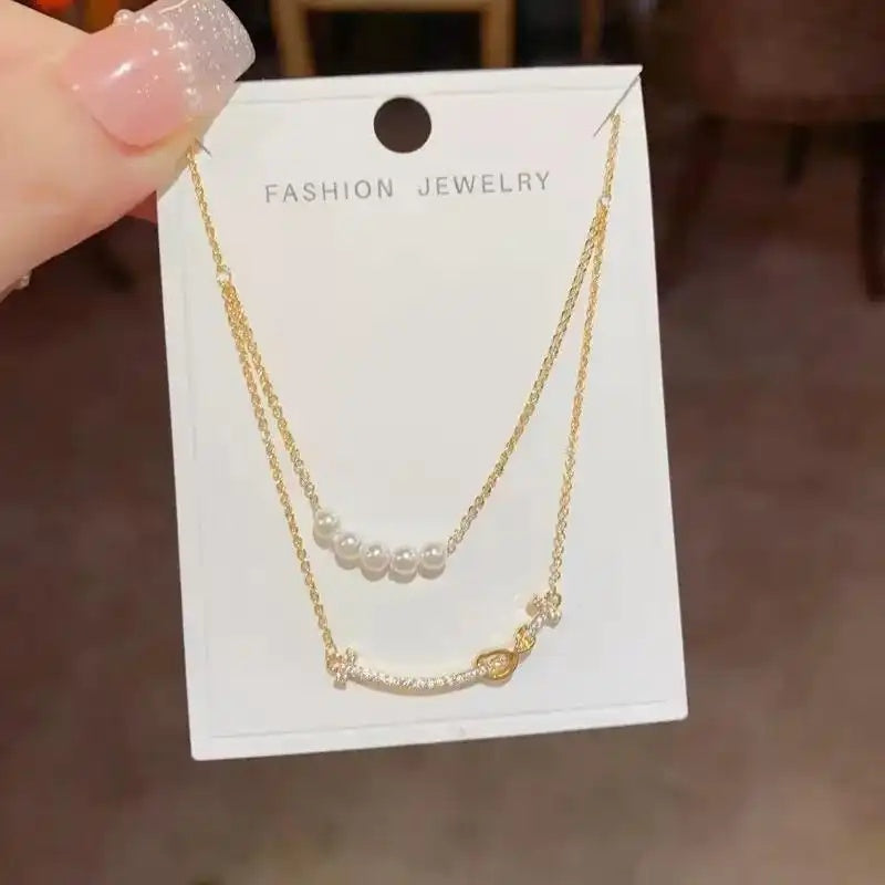 Retro Layered Crystal Necklace