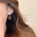 Retro Maillard-Tone Stud Earrings