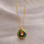 Retro Painted Daisy Pattern Circle Necklace
