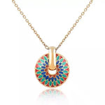 Retro Painted Daisy Pattern Circle Necklace