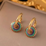 Retro Painted Daisy Pattern Round Earrings