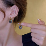 Retro Painted Daisy Pattern Round Earrings