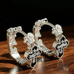 Retro Pattern Circle Cross Hip Hoop Earrings