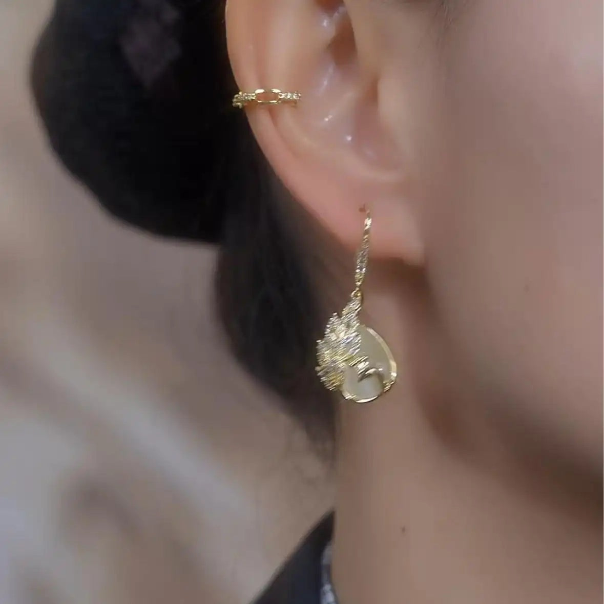 Retro Peacock Hoop Earrings