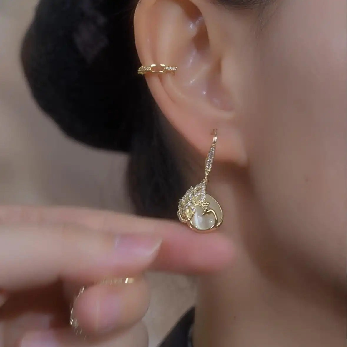 Retro Peacock Hoop Earrings