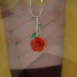 Retro Red Rose Flower Jewelry Set
