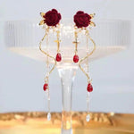 Retro Red Rose Non-Piercing Clip-On Stud Earrings