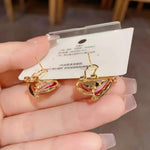 Retro Red Square Needle Earrings
