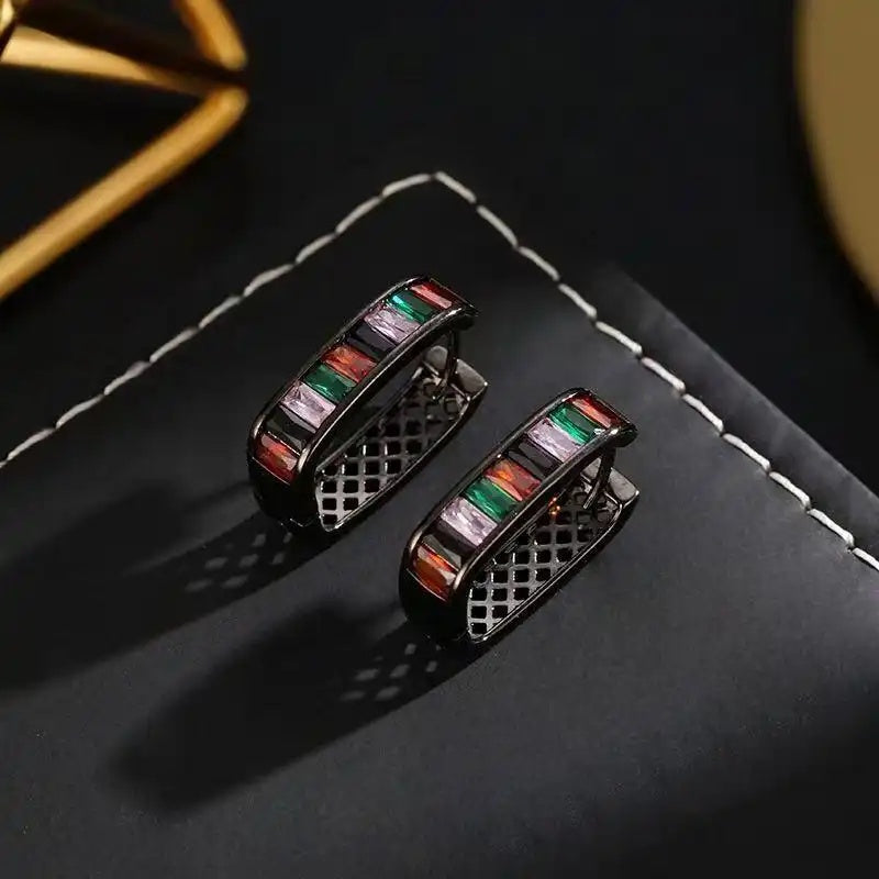 Retro Tassel Square Crystal Drop Earrings