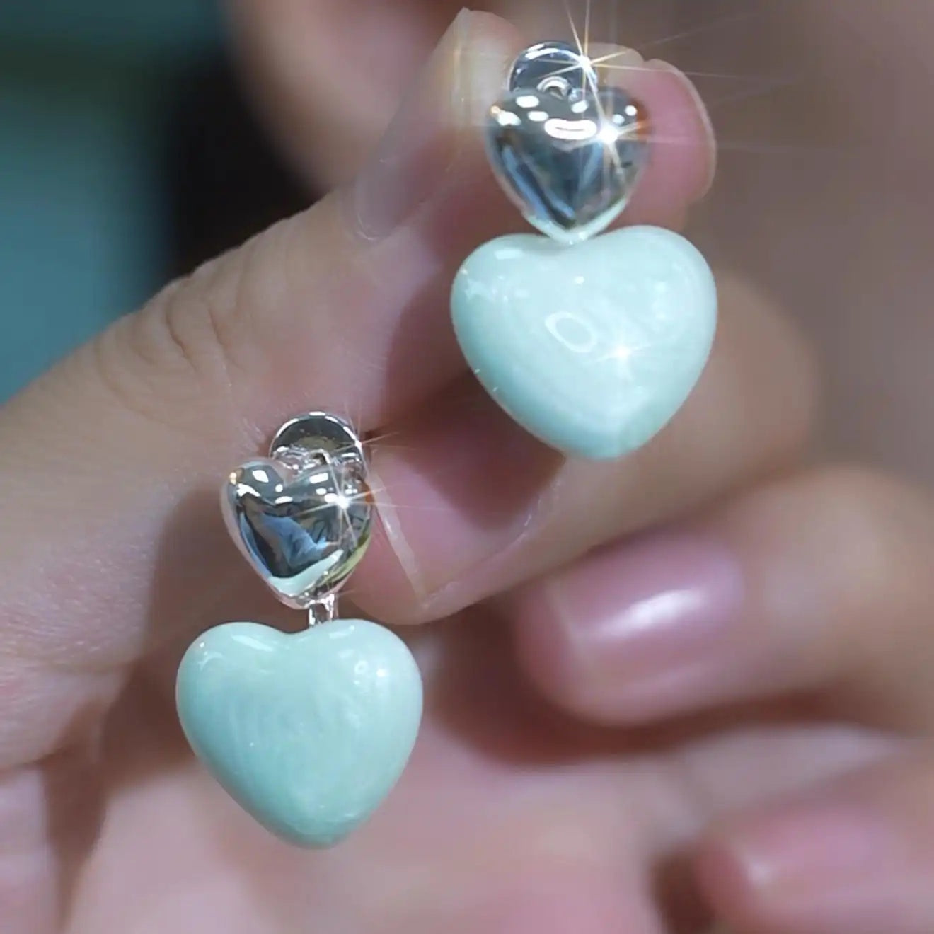 Romantic Dripping Oil Heart Drop Earrings