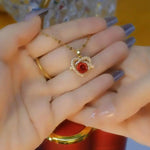 Rose and Heart Pendant Necklace