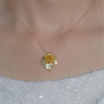 Rose and Maple Leaf Pendant Necklace