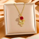Rose Blossom Crystal Pendant Necklace