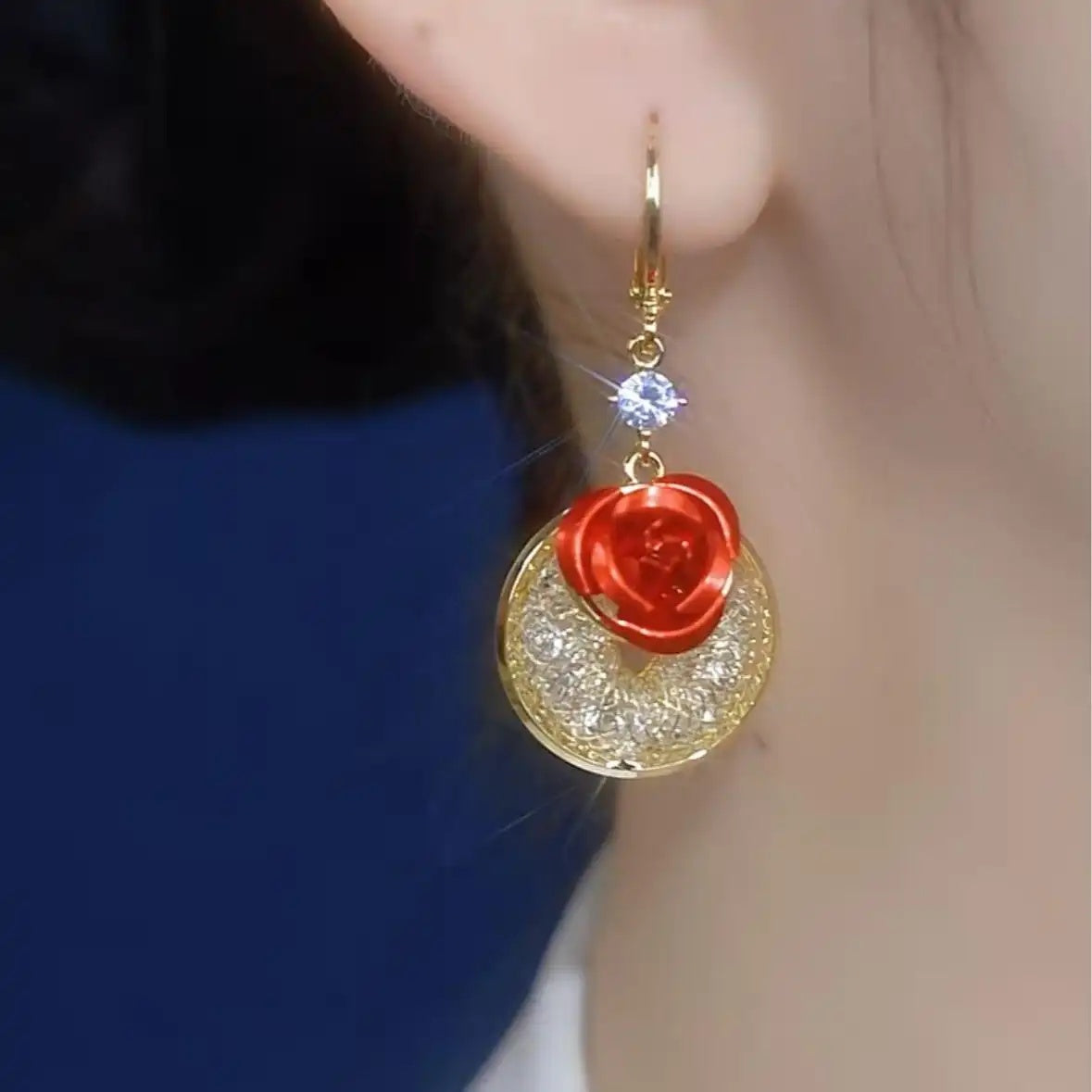 Rose Circle Hoop Earrings