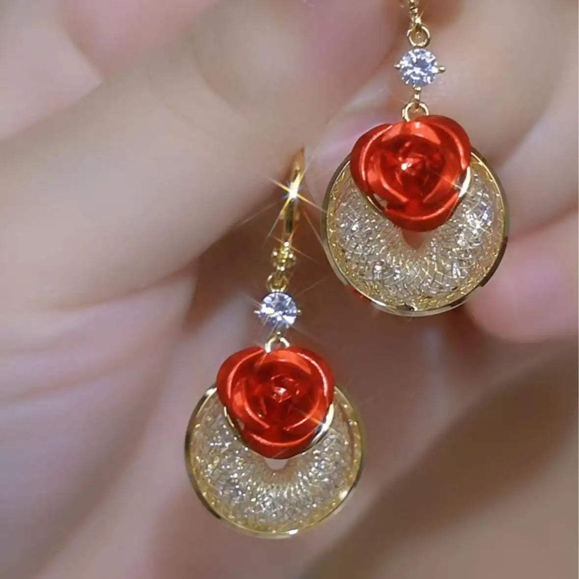 Rose Circle Hoop Earrings