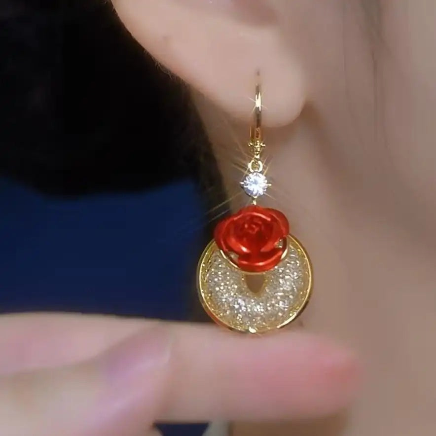 Rose Circle Hoop Earrings