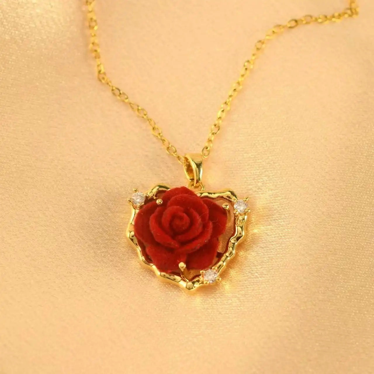 Rose Crystal Memorial Gift Romantic Necklace