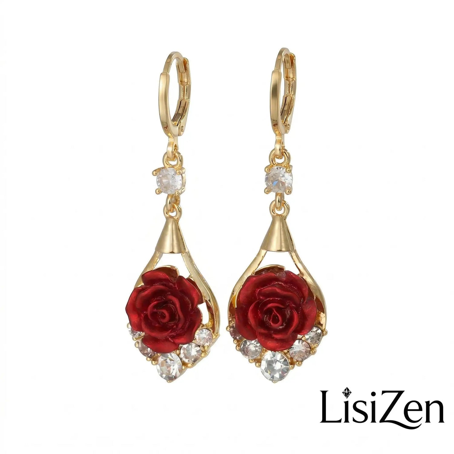 Rose Crystal Tassel Drop Earrings
