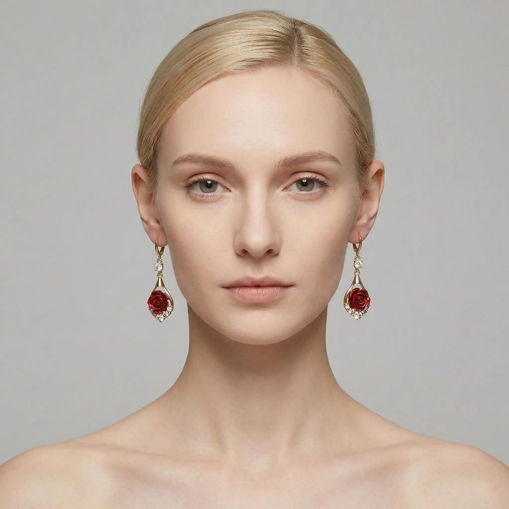 Rose Crystal Tassel Drop Earrings