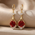 Rose Crystal Tassel Drop Earrings